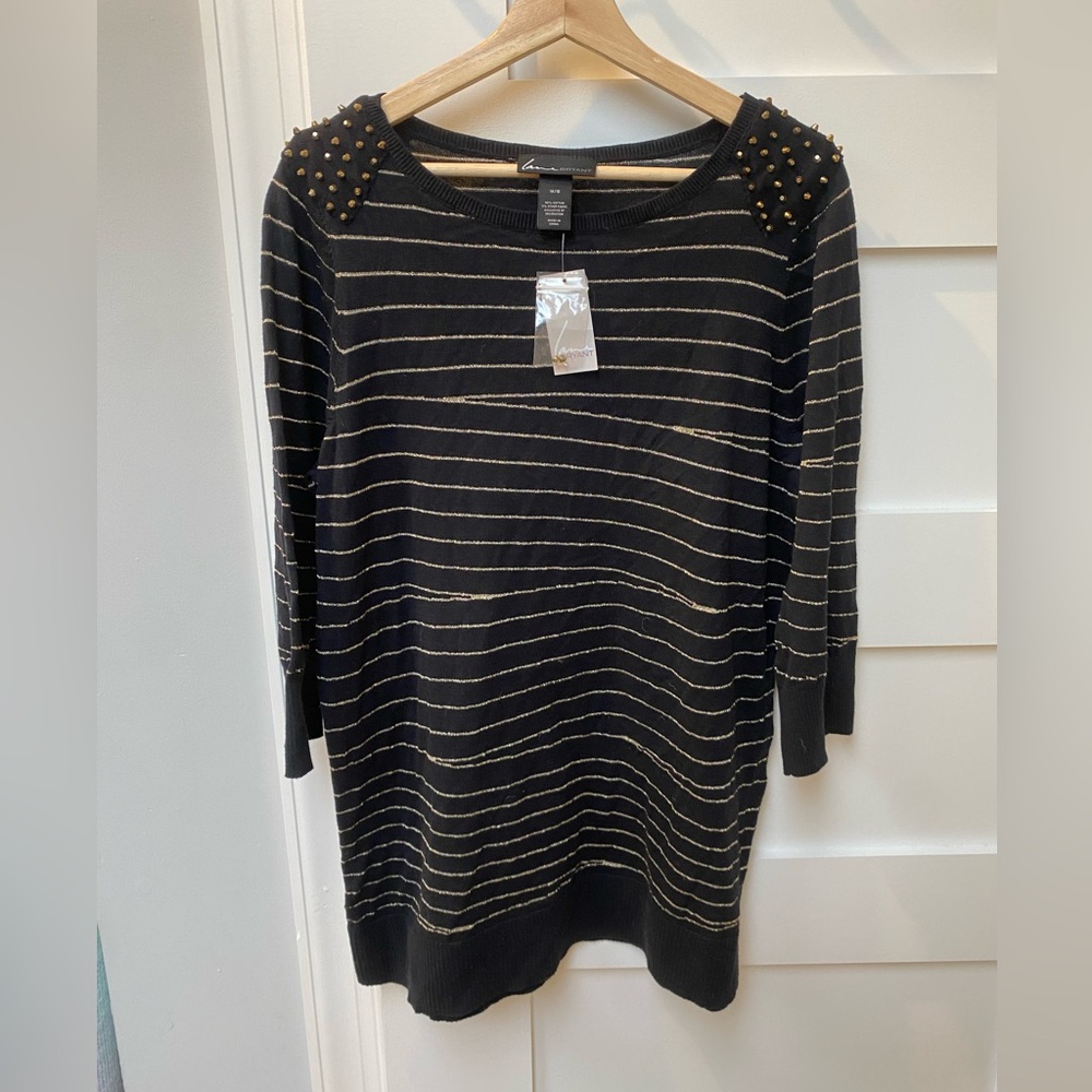 Lane Bryant Black and Gold blouse